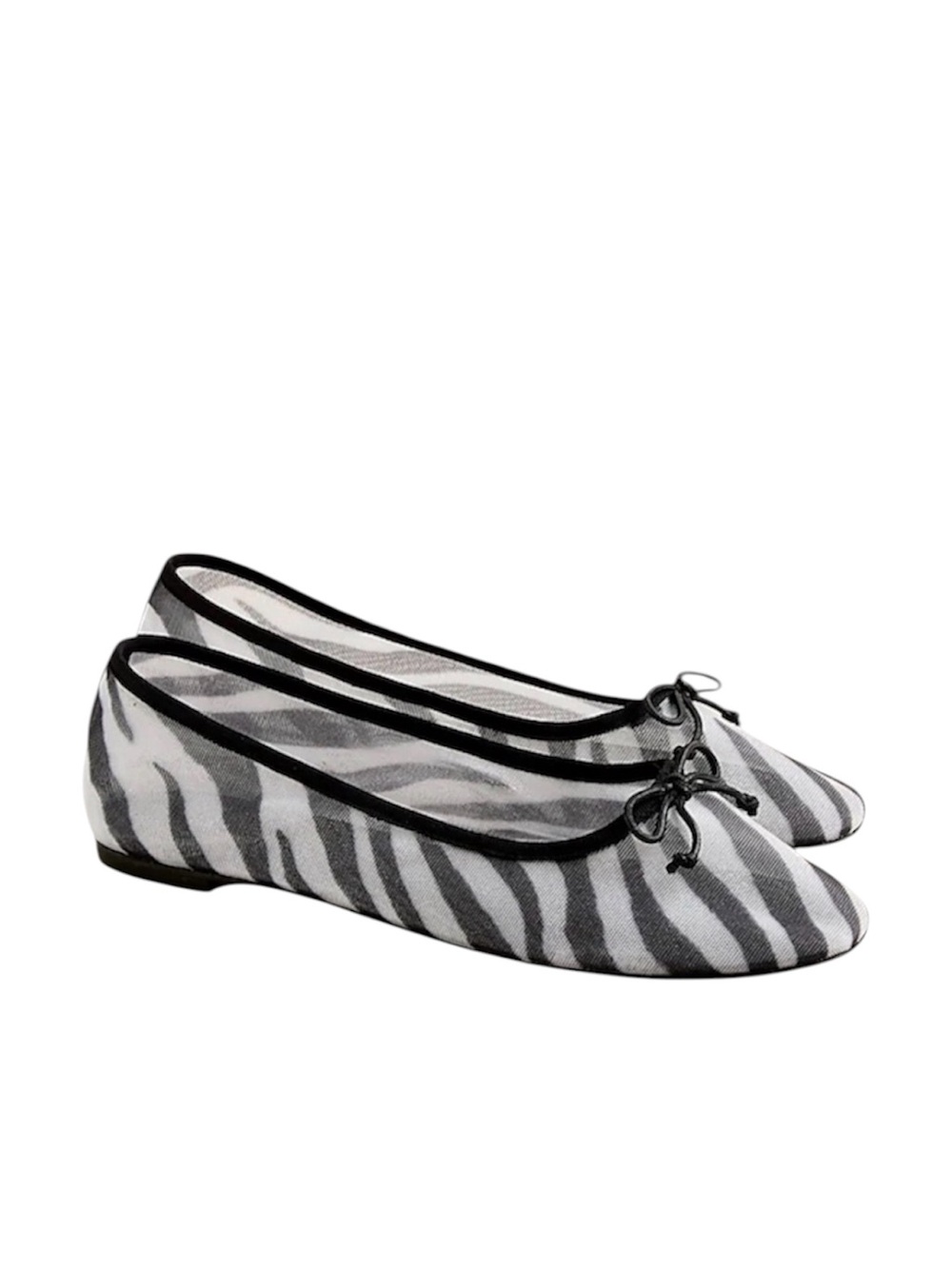 NIB J. Crew Andi Mesh Ballet Flat Shoes in Zebra-Print - Size 7